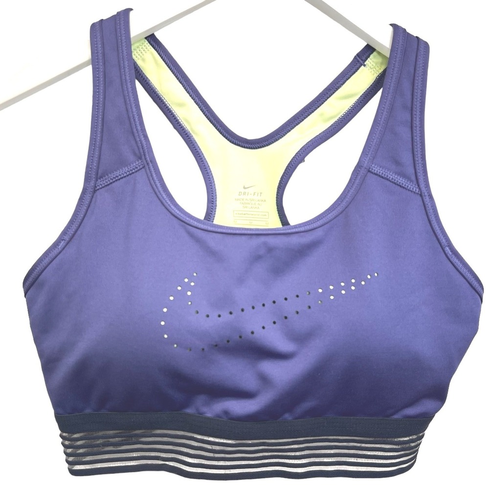 Nike Sports Bra Purple‎ M Dri-FIT  Racerback Perforated Swoosh Activewear